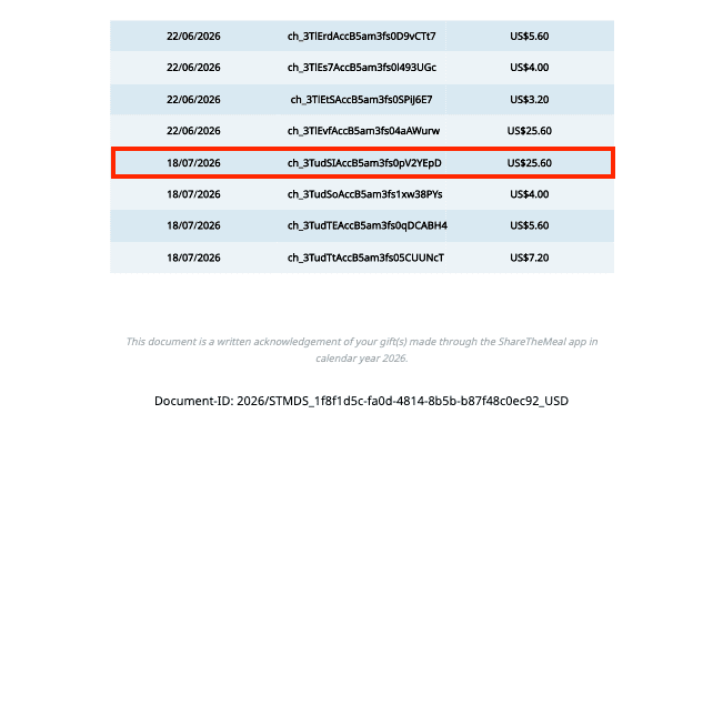 Charity Transfer Screenshot
